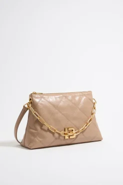 Shop BIMBA Y LOLA Bolso Trapecio Mediano Piel Camel