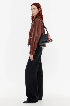 Cheap BIMBA Y LOLA Bolso Trapecio Pequeno Piel Negro