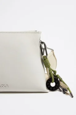 New BIMBA Y LOLA Bolso Trapecio Pequeno Piel Blanco Roto