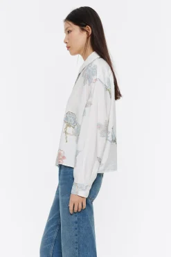 Outlet BIMBA Y LOLA Camisa Boxy Birds Marfil