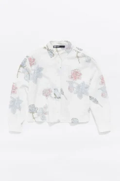 Outlet BIMBA Y LOLA Camisa Boxy Birds Marfil