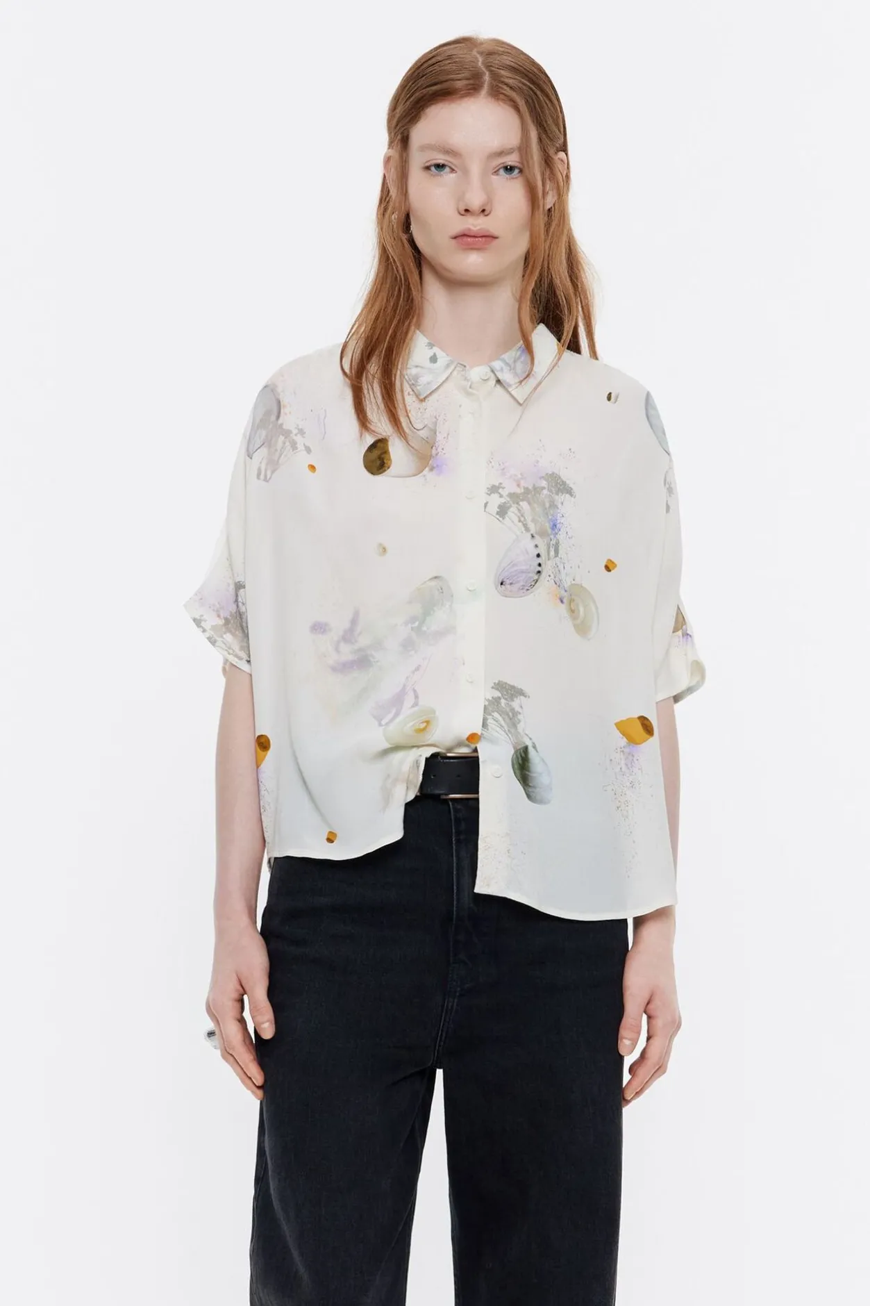 Sale BIMBA Y LOLA Camisa Capa Corta Waves Marfil