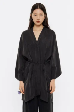 New BIMBA Y LOLA Camisa Kimono Larga Negra