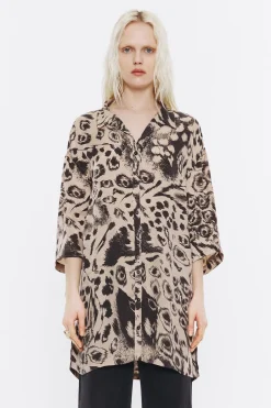 Discount BIMBA Y LOLA Camisa Oversize Fluida Animal Mix Camel