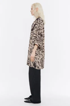 Discount BIMBA Y LOLA Camisa Oversize Fluida Animal Mix Camel