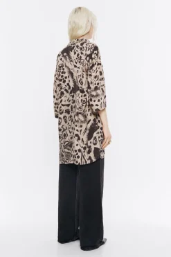 Discount BIMBA Y LOLA Camisa Oversize Fluida Animal Mix Camel