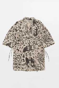 Discount BIMBA Y LOLA Camisa Oversize Fluida Animal Mix Camel