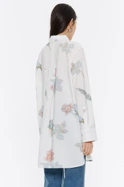 Cheap BIMBA Y LOLA Camisa Recta Birds Marfil