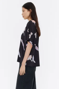 Flash Sale BIMBA Y LOLA Camiseta Boxy Viscosa Birds Gris Oscuro