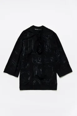 Fashion BIMBA Y LOLA Camiseta Larga Mirrors Devore Negra