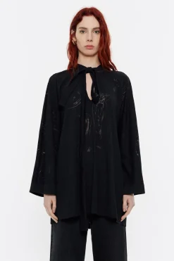 Store BIMBA Y LOLA Camiseta Larga Mirrors Devore Negra