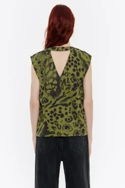 Discount BIMBA Y LOLA Camiseta Recta Animal Mix Verde
