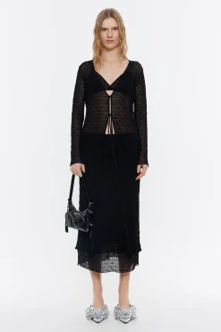 Cheap BIMBA Y LOLA Cardigan Largo Maxi Punto Negro