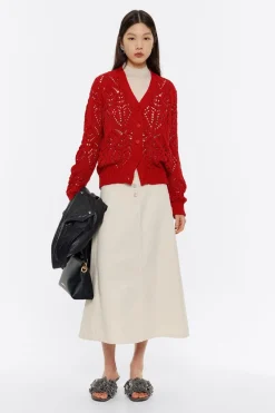 Cheap BIMBA Y LOLA Cardigan Recto Punto Calado Rojo