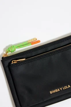 New BIMBA Y LOLA Cartera Doble Nylon Negra