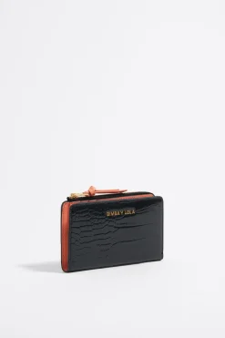 New BIMBA Y LOLA Cartera Grabado Cocodrilo Negro