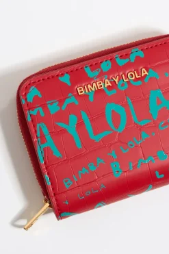 Store BIMBA Y LOLA Cartera Solapa Grabado Cocodrilo Roja