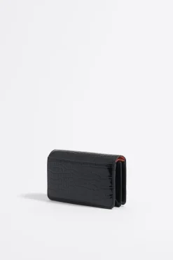 Store BIMBA Y LOLA Cartera Solapa Grabado Cocodrilo Negra