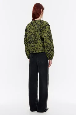 Outlet BIMBA Y LOLA Cazadora Acolchada Lino Animal Mix Verde