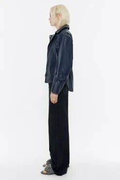 Best BIMBA Y LOLA Cazadora Biker Piel Azul Oscuro