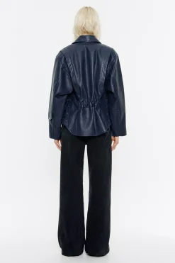 Best BIMBA Y LOLA Cazadora Biker Piel Azul Oscuro