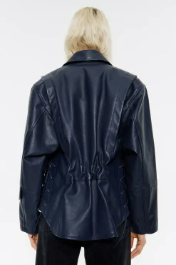 Best BIMBA Y LOLA Cazadora Biker Piel Azul Oscuro