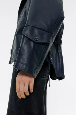 Best BIMBA Y LOLA Cazadora Biker Piel Azul Oscuro