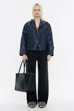 Best BIMBA Y LOLA Cazadora Biker Piel Azul Oscuro