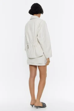 Best Sale BIMBA Y LOLA Cazadora Biker Piel Gris Hielo