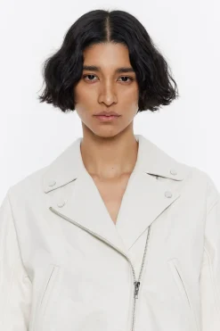 Best Sale BIMBA Y LOLA Cazadora Biker Piel Gris Hielo