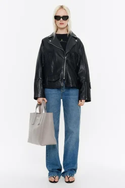 Shop BIMBA Y LOLA Cazadora Biker Piel Negra