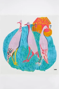 Online BIMBA Y LOLA Chal Patos Acuarela Blanco