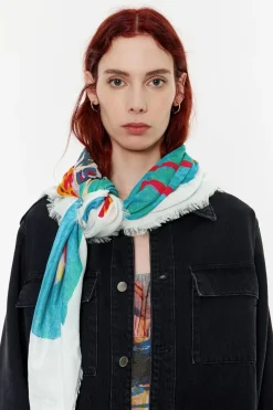 Online BIMBA Y LOLA Chal Patos Acuarela Blanco