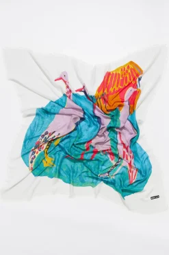 Online BIMBA Y LOLA Chal Patos Acuarela Blanco