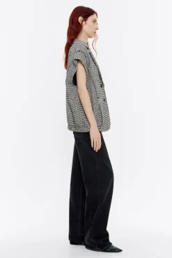 Discount BIMBA Y LOLA Chaleco Oversize Desflecado Tweed Marfil