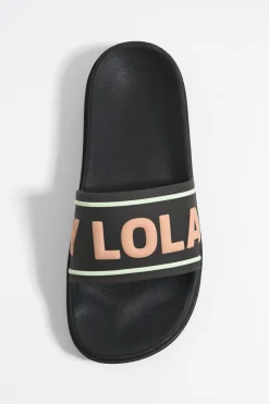 Shop BIMBA Y LOLA Chancla Plataforma Logo Negra