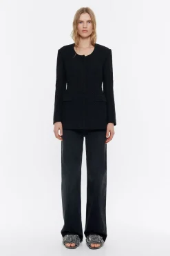 Shop BIMBA Y LOLA Chaqueta Ajustada Tweed Negra