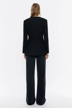 Shop BIMBA Y LOLA Chaqueta Ajustada Tweed Negra