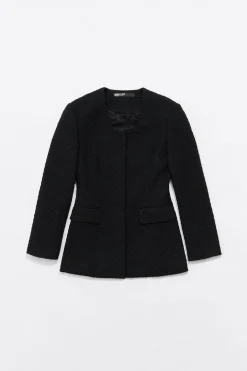 Shop BIMBA Y LOLA Chaqueta Ajustada Tweed Negra