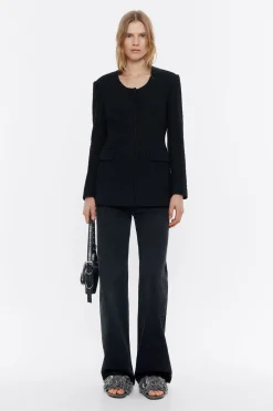 Shop BIMBA Y LOLA Chaqueta Ajustada Tweed Negra