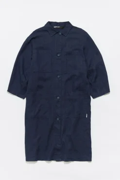 Fashion BIMBA Y LOLA Chaqueta Midi Lino Azul Marino Lavado