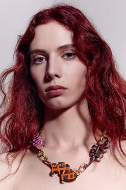 Sale BIMBA Y LOLA Collar Cadena Dorada Y Camaleones Esmaltados