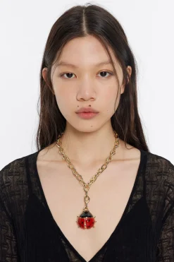 Fashion BIMBA Y LOLA Collar Cadena Y Mariquita Rojo