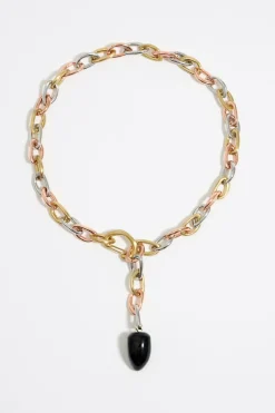 Sale BIMBA Y LOLA Collar Cadena Y Piedra Negra