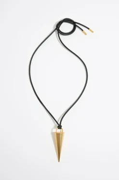 Clearance BIMBA Y LOLA Collar Cordon Piel Y Pincho Dorado Mate