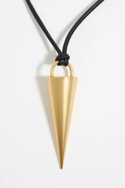 Clearance BIMBA Y LOLA Collar Cordon Piel Y Pincho Dorado Mate