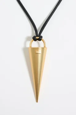 Clearance BIMBA Y LOLA Collar Cordon Piel Y Pincho Dorado Mate