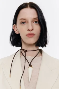 Online BIMBA Y LOLA Collar Cordon Piel Y Pincho Ceramica