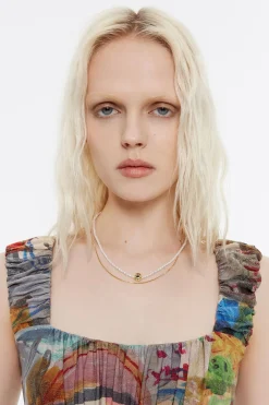 Shop BIMBA Y LOLA Collar Doble Logo Candy Perlas Negro