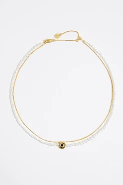 Shop BIMBA Y LOLA Collar Doble Logo Candy Perlas Negro